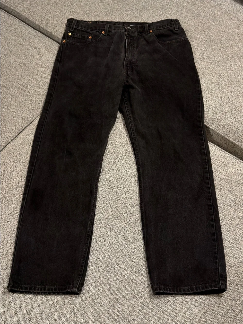Vintage 1999 Levis 505 Jeans Mens 38x30 Black Faded Denim Made Mexico Straight